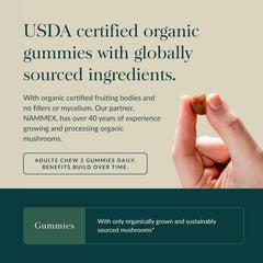 Gaia Herbs Lion's Mane label-side view communicates transparency and label accuracy.