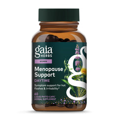 Gaia Herbs Menopause Support Daytime bottle label promoting natural balance
