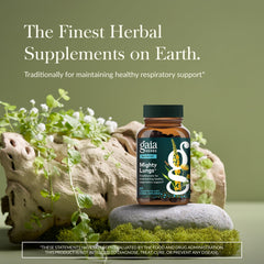 Gaia Herbs Mighty Lungs bottle pour highlights easy dosing for consistent daily use.