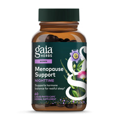 Gaia Herbs Nighttime Comfort bottle; soothing herbal support for restful nights.