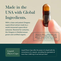 Gaia Herbs Oil of Oregano ingredients card references carvacrol and thymol content