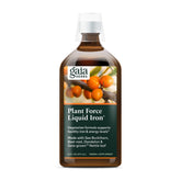 Gaia Herbs Plant Force Liquid Iron bottle pour shows an easy daily energy-support option.