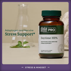 Olive oil carrier detail for Gaia Herbs PRO Daytime HPA, emphasizing enhanced absorption.