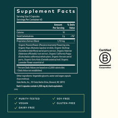 Close-up of Sound Sleep liquid capsules offering plant-based calm