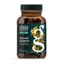 Gaia Herbs Thyroid Support bottle with ashwagandha capsules for daily wellness