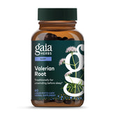 Gaia Herbs Valerian Root bottle front for calm evenings and sleep support.