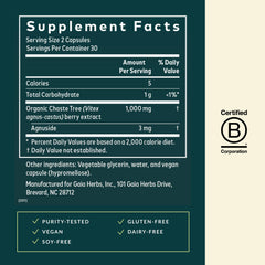 Vitex Berry label; FAIRWILD fair trade certified ingredients