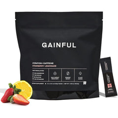 Gainful Hydration caffeine packet strawberry lemonade front view for on-the-go energy.