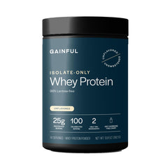 Gainful Whey Protein Isolate powder in a jar front, ideal for lean muscle support.
