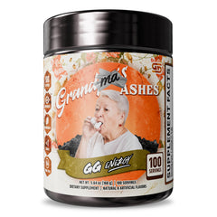 Gamer Supps GG Energy Grandma's Ashes Raspberry Cream tub for gaming sessions.