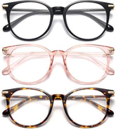 Gaoye blue light blocking glasses with black-pink retro round frame for daily eye comfort.