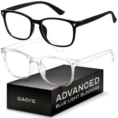 Gaoye blue light blocking glasses with fashion square frames reduce eye strain during screen time