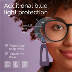 Gaoye blue light glasses on a man at a desk for long hours of work.