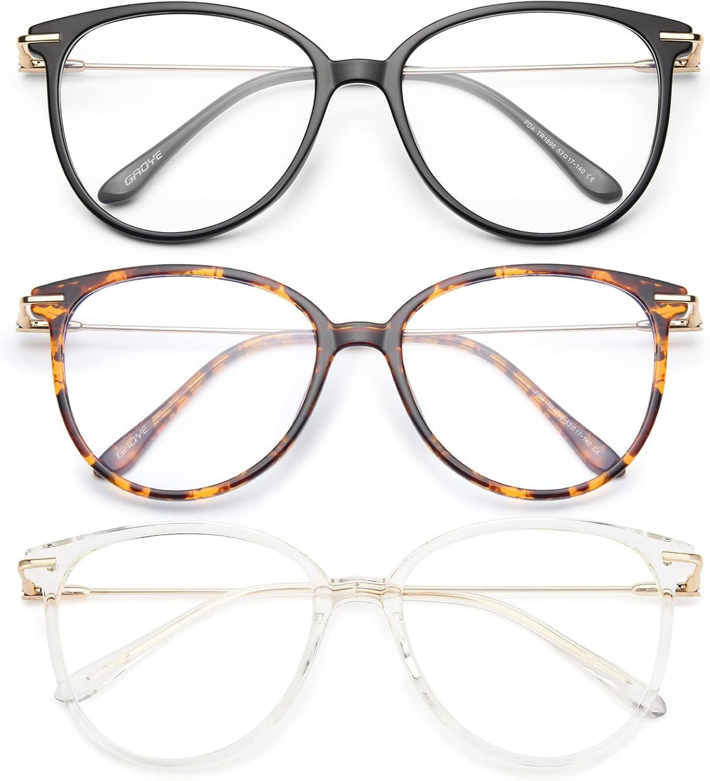 Gaoye blue light blocking glasses with round TR90 frame and metal arms for all-day comfort.