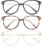 Gaoye blue light blocking glasses with round TR90 frame and metal arms for all-day comfort.