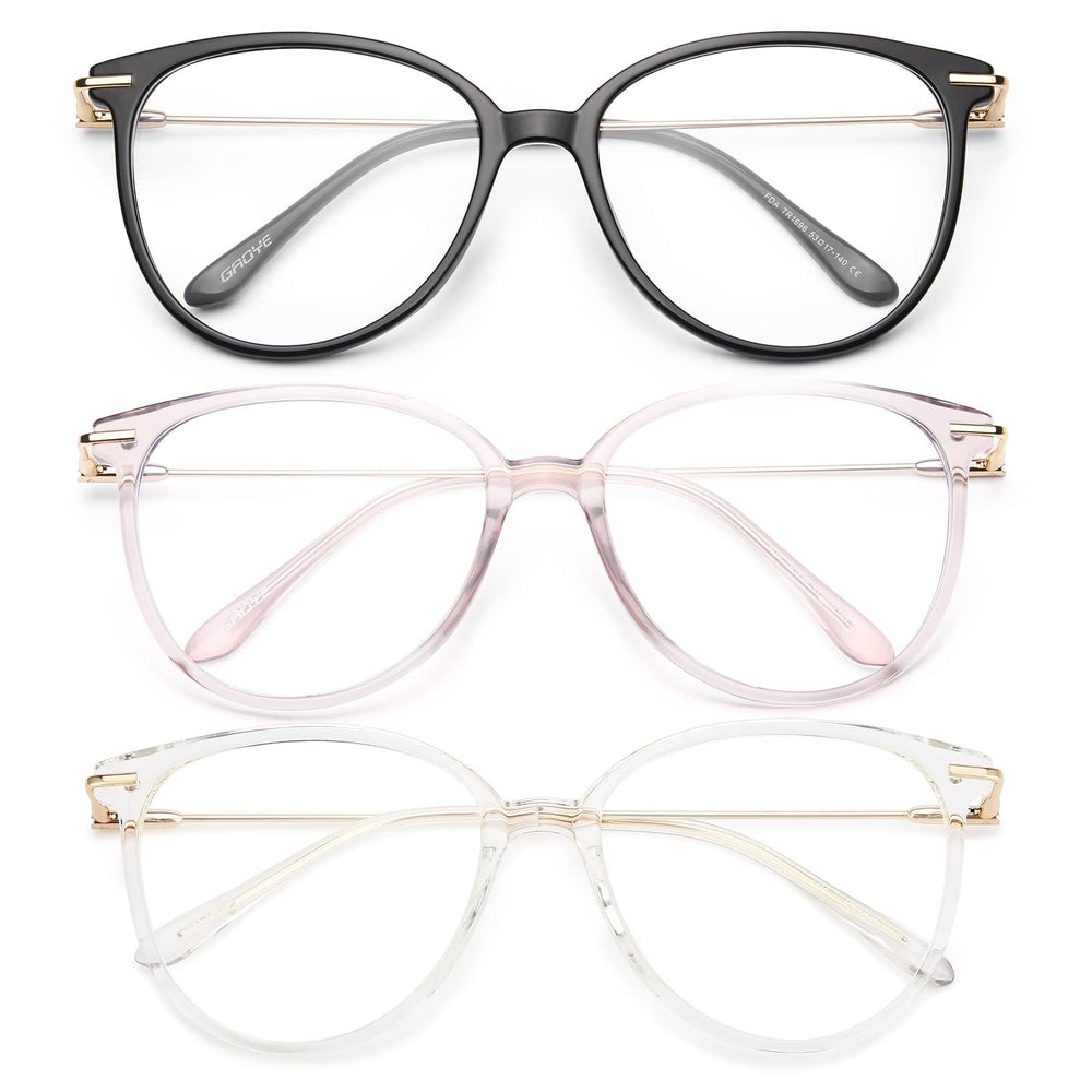 Gaoye blue light blocking glasses with round TR90 frames viewed from the front for style and protection