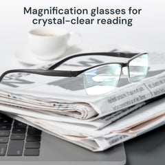 Gaoye blue light filtering reading glasses for men at a desk.