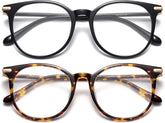 Gaoye blue light blocking round glasses in black-tea-leopard reduce eye strain.