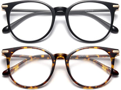 Gaoye blue light blocking round glasses in black-tea-leopard reduce eye strain.
