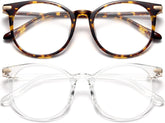 Gaoye Tea Leopard frame blue light glasses on model; eye strain relief