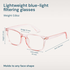 Gaoye wearer modeling pink frame glasses for gaming and computing