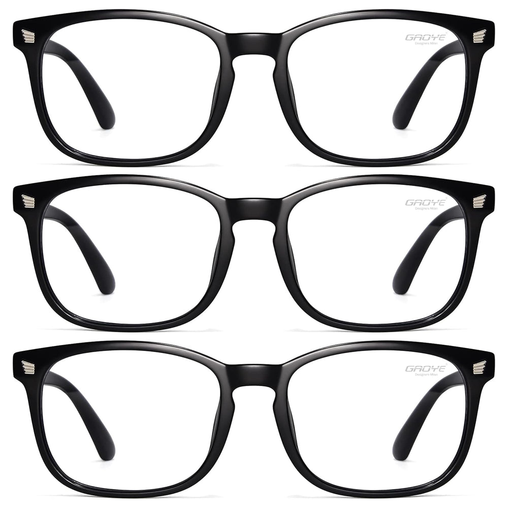 Gaoye blue light glasses on a woman at a desk for reduced glare