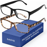 Gaoye rectangle black-frame reading glasses for comfortable all-day use with magnification.
