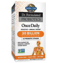 Garden of Life Dr. Formulated Once Daily Acidophilus bottle front view for daily digestive and immune support.