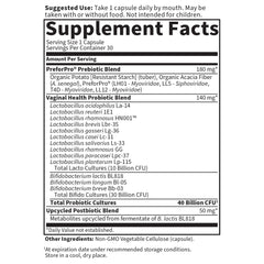 Garden of Life Femini Ph Daily Care bottle back label highlights key ingredients and benefits