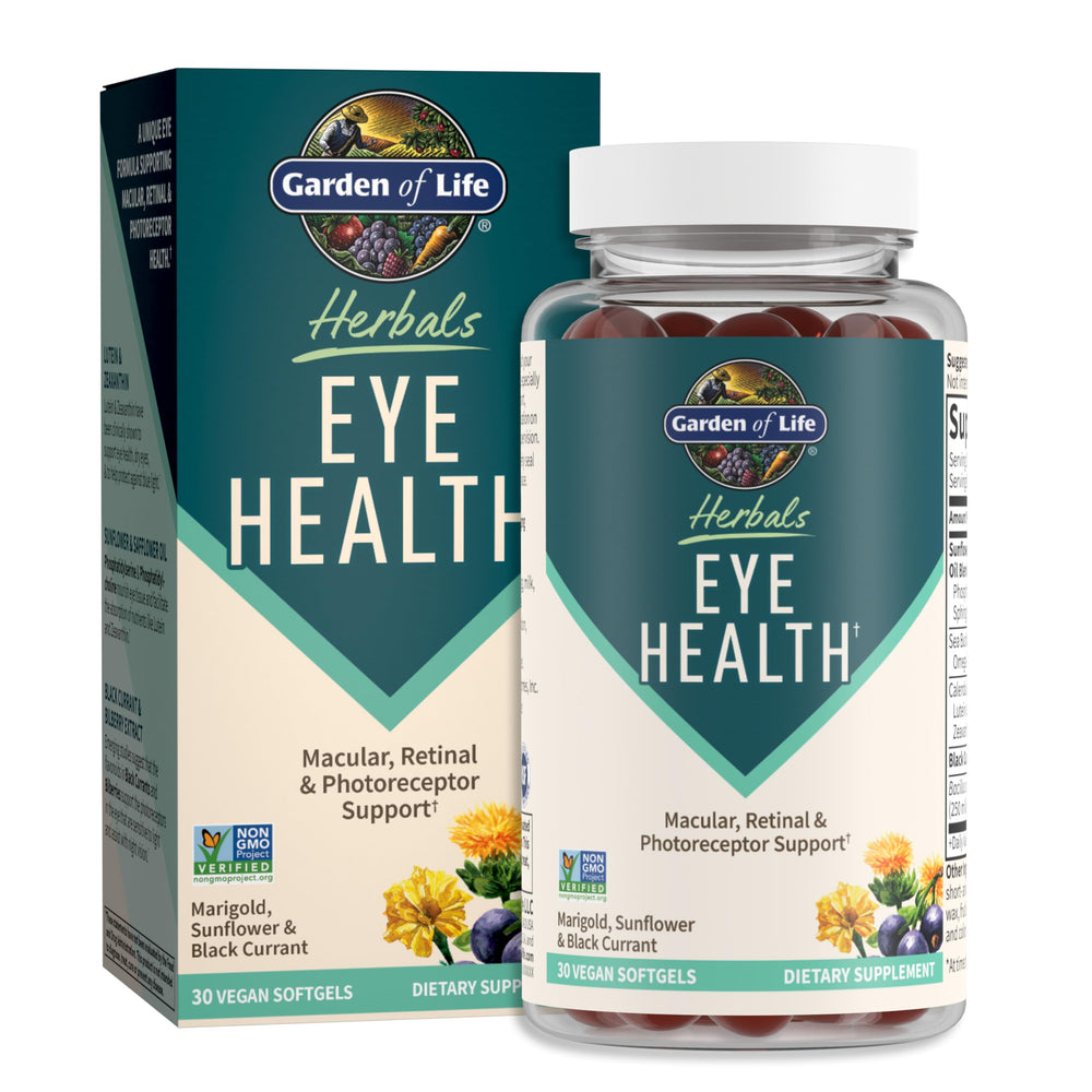 Garden of Life Eye Health softgel bottle for daily eye support