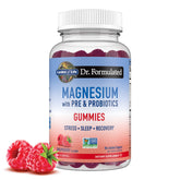 Garden of Life magnesium citrate gummies bottle pour for stress relief and sleep support.