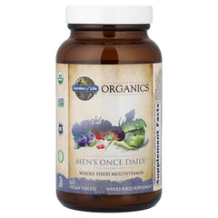 A colorful assortment of organic fruits and vegetables representing Garden of Life ingredients.