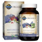 Garden of Life Once Daily Men's Multivitamin tablet close-up for daily energy support.