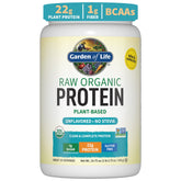 Garden of Life Organic Vegan Protein Powder bottle on shelf highlights plant-based nutrition