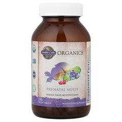 Garden of Life Organics Prenatal stomach-soothing blend ingredients visible near label.