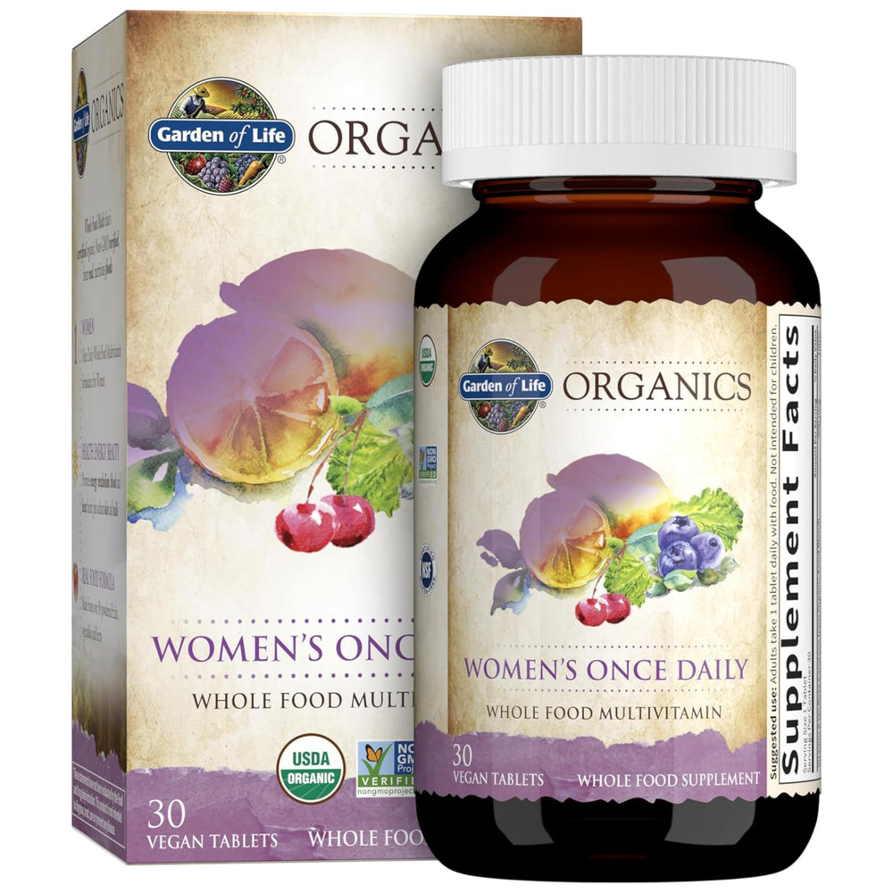 Garden of Life Organics Women’s Multivitamin tablet highlights whole-food ingredients for daily vitality