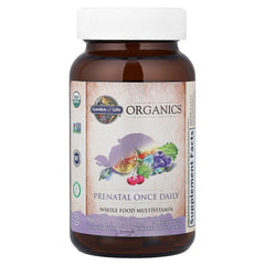 Garden of Life Prenatal iron pill highlighting non-constipating formula.