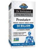 Garden of Life Prostate+ bottle label showing 50 Billion CFU and 15 strains.