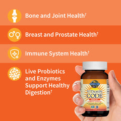 Garden of Life Raw D3 bottle back label, detailing ingredients and third-party certifications.