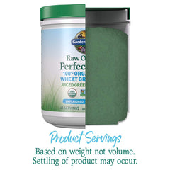 Garden of Life greens powder added to a smoothie for nutrition.