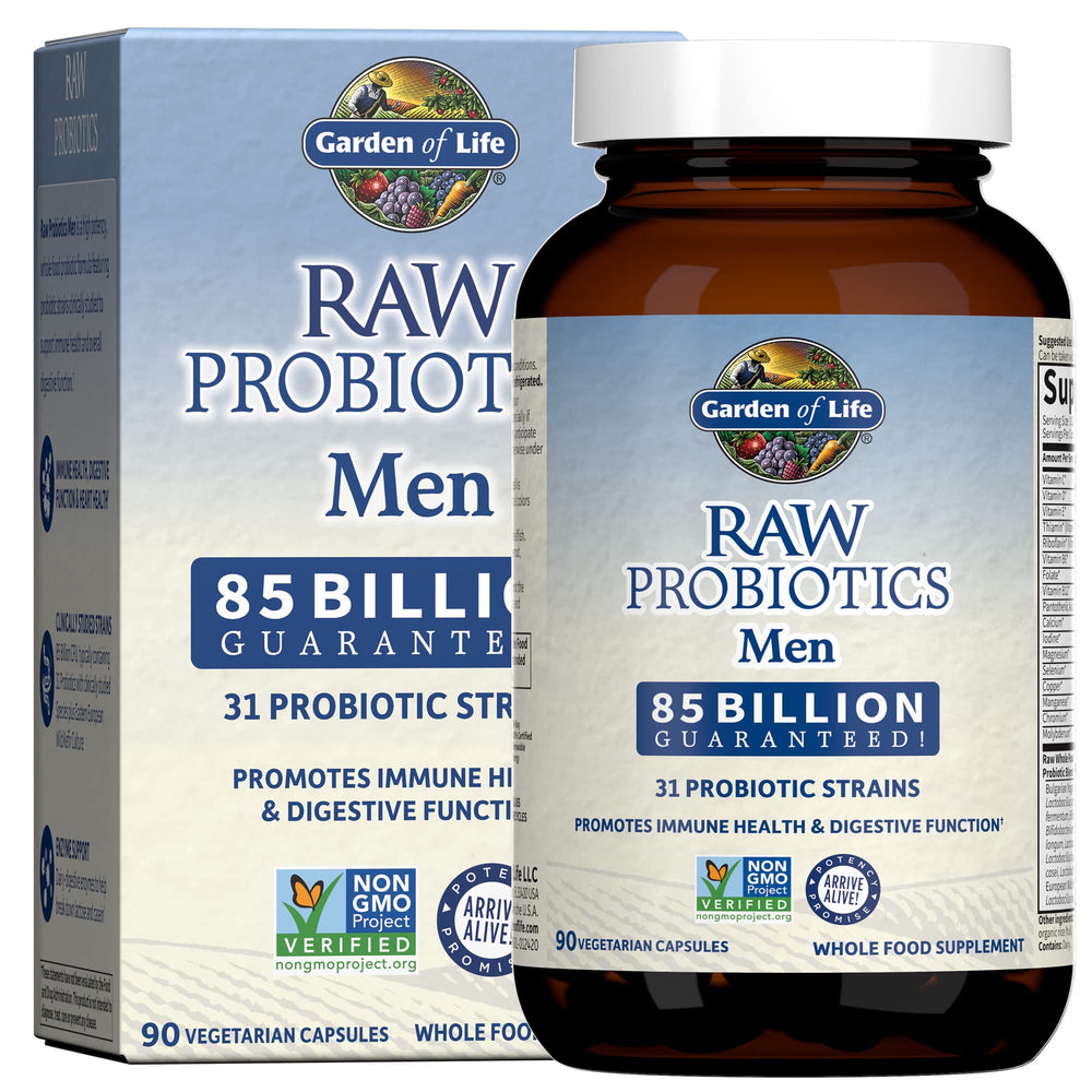 Garden of Life RAW Probiotics Men 90 capsules bottle for daily digestive support.