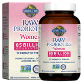 Garden of Life Raw Probiotics for Women bottle front with 85B CFU supports vaginal and digestive health