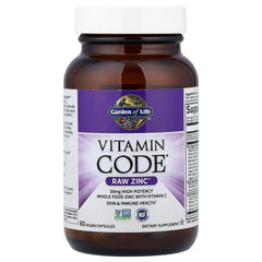 Label close-up highlighting raw nutrients and probiotic blend in Vitamin Code Zinc.