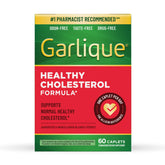 Garlique odorless caplets in a bottle illustrate easy daily use for cardiovascular support.