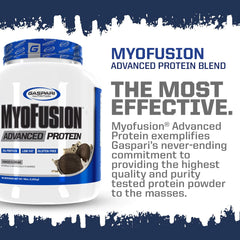 Gaspari Nutrition Myofusion Advanced Protein scoop pour demonstrates quick shake prep