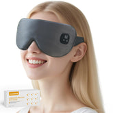 Gasumos Silk Heated Eye Mask cordless closeup shows premium comfort and gentle warmth for tired eyes.