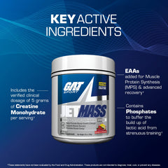 GAT SPORT JetMass ingredients graphic highlighting premium creatine system.