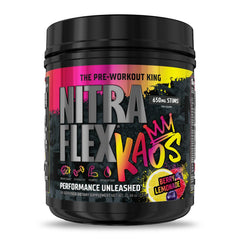GAT SPORT Nitraflex KAOS Berry Lemonade pack shot highlights energy-boosting formula for workouts