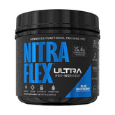GAT SPORT Nitraflex Ultra blue raspberry bottle ready for intense workouts.