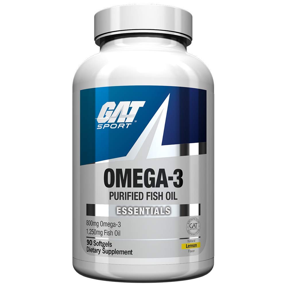 GAT SPORT Omega-3 bottle highlights high potency EPA and DHA for cognitive support.